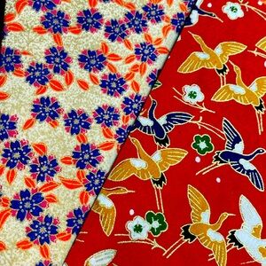 Authentic Chiyogami Paper Crane Pattern 24” x 5” and Flower Pattern 24” x 13.75”